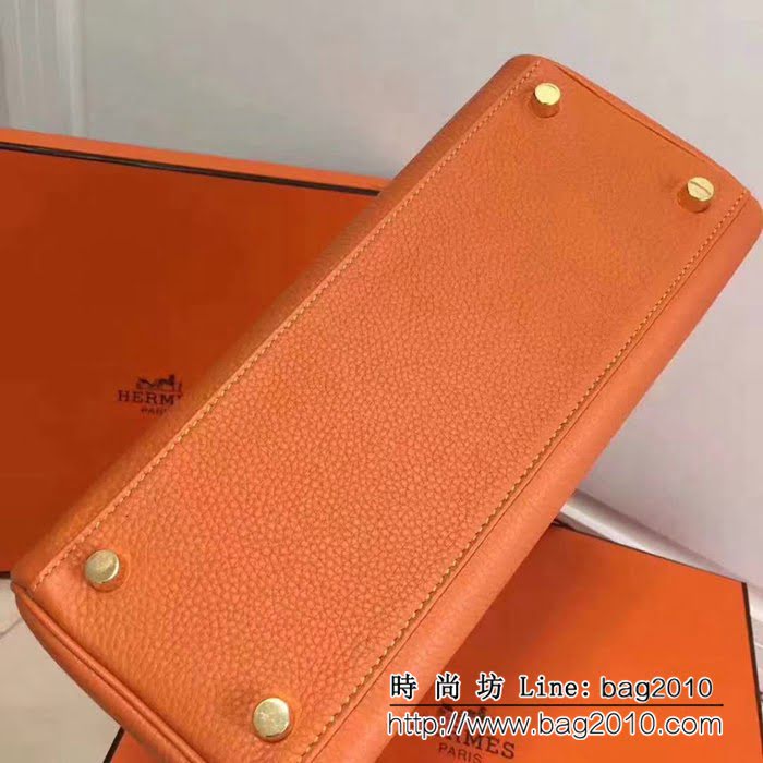 愛馬仕Hermes 荔枝紋頭層牛皮凱莉包 可手提肩背 0AM1658